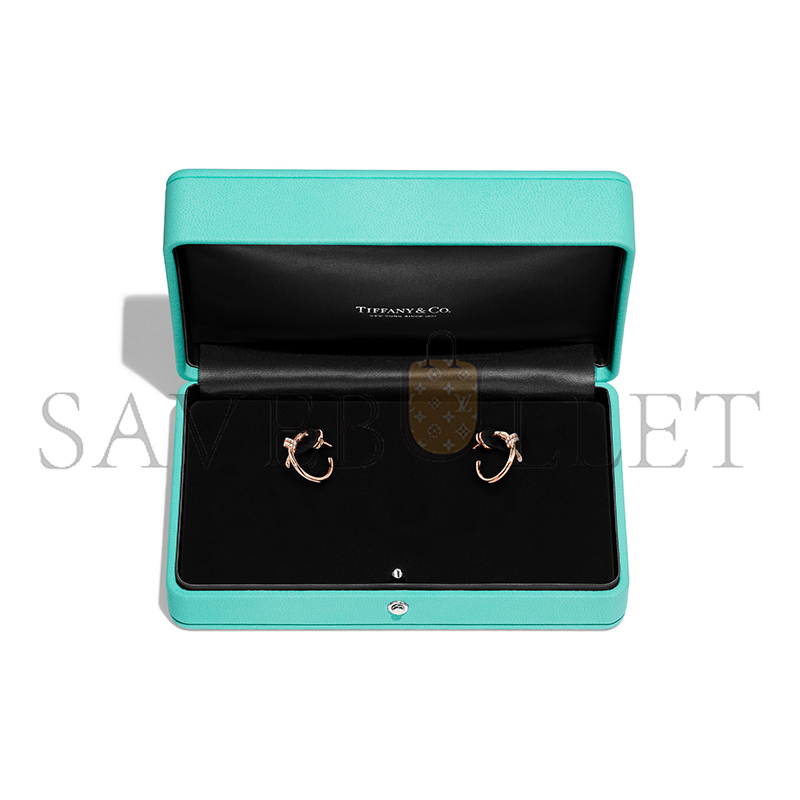 TIFFANY KNOT HOOP EARRINGS IN ROSE GOLD WITH DIAMONDS 75123604
